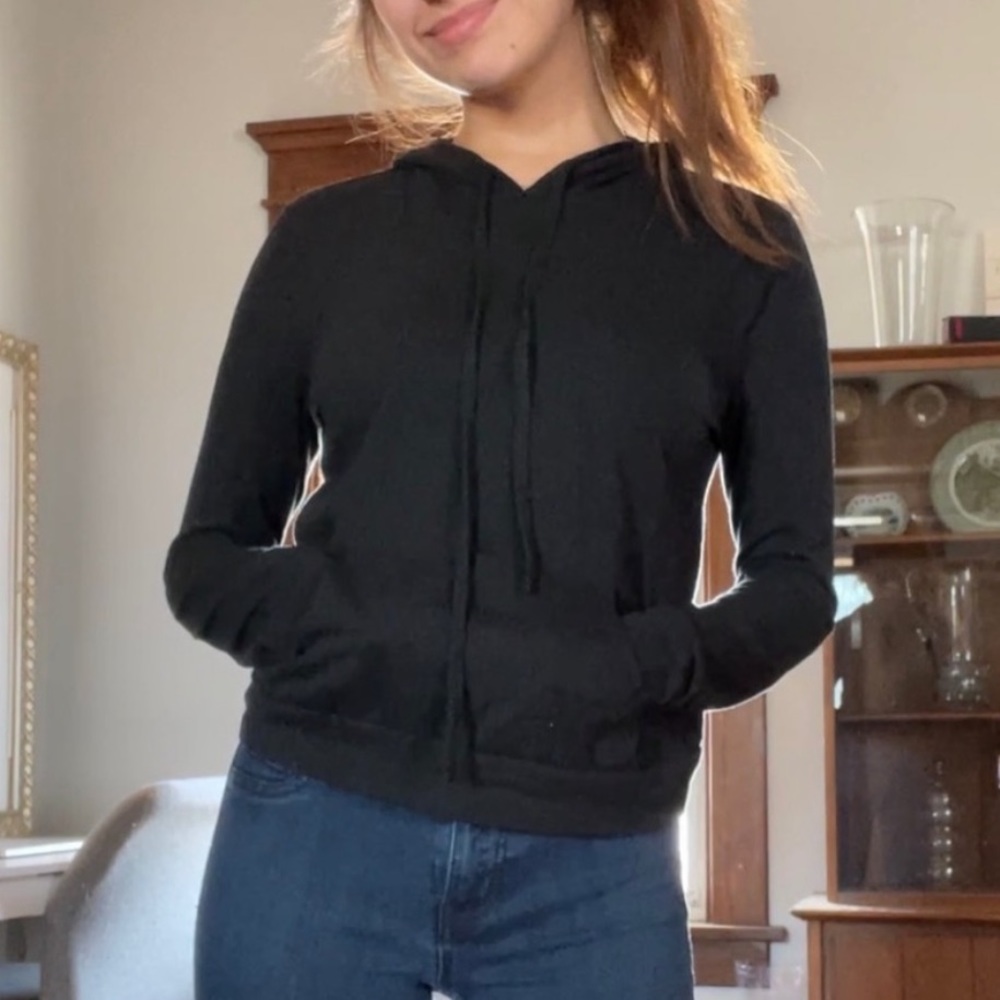 Black Lightweight Hooded Sweatshirt